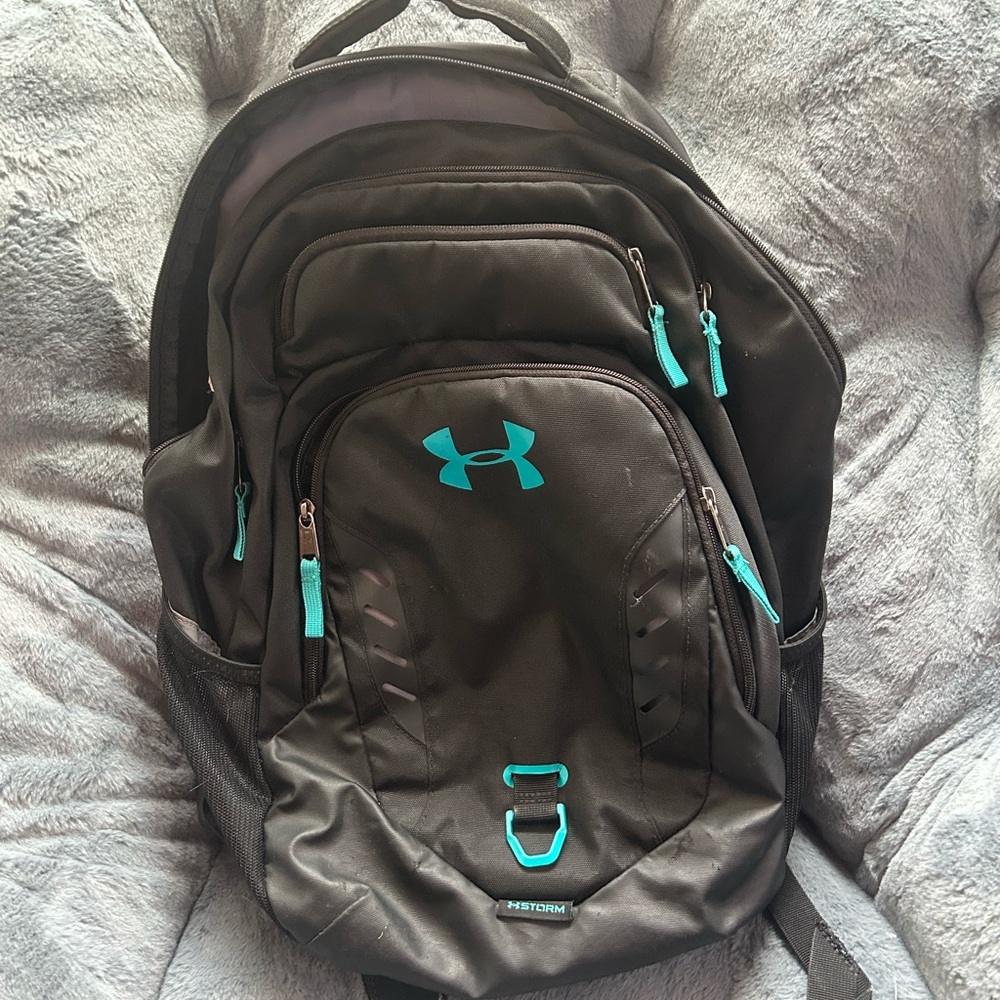 Black and Teal Under Armor backpack